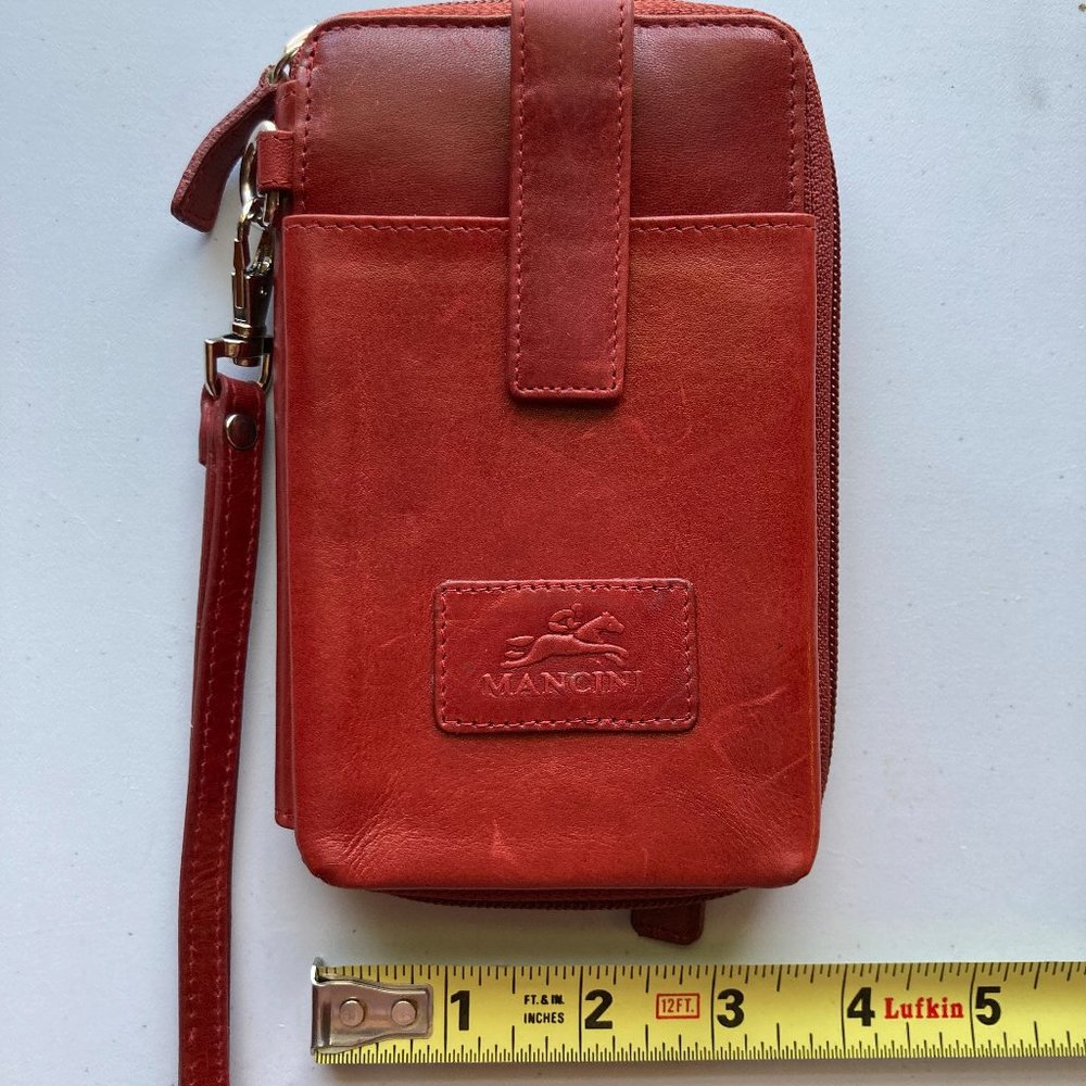 MANCINI Leather Cell Phone Wallet (Red)